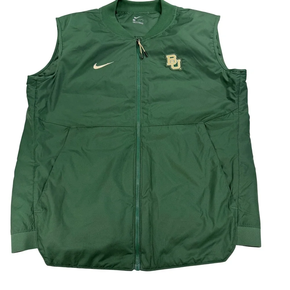 Nike Baylor Bears Puffer Vest Mens Medium Green Full Zip NCAA AH3647-323